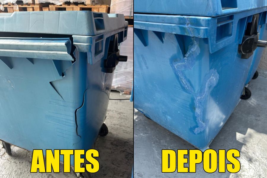 Reparo de contentor — antes e depois 1