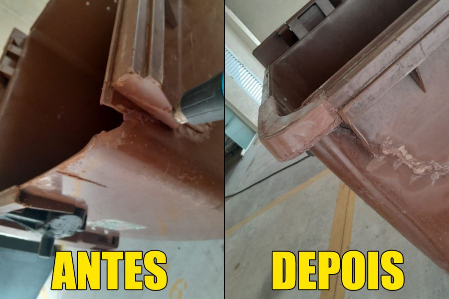 Reparo de contentor — antes e depois 2