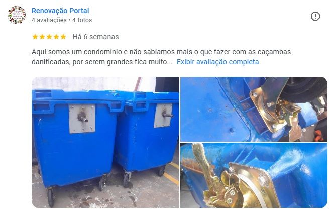 Avaliação 5 estrelas no Google — cliente satisfeito com reparo de contentor